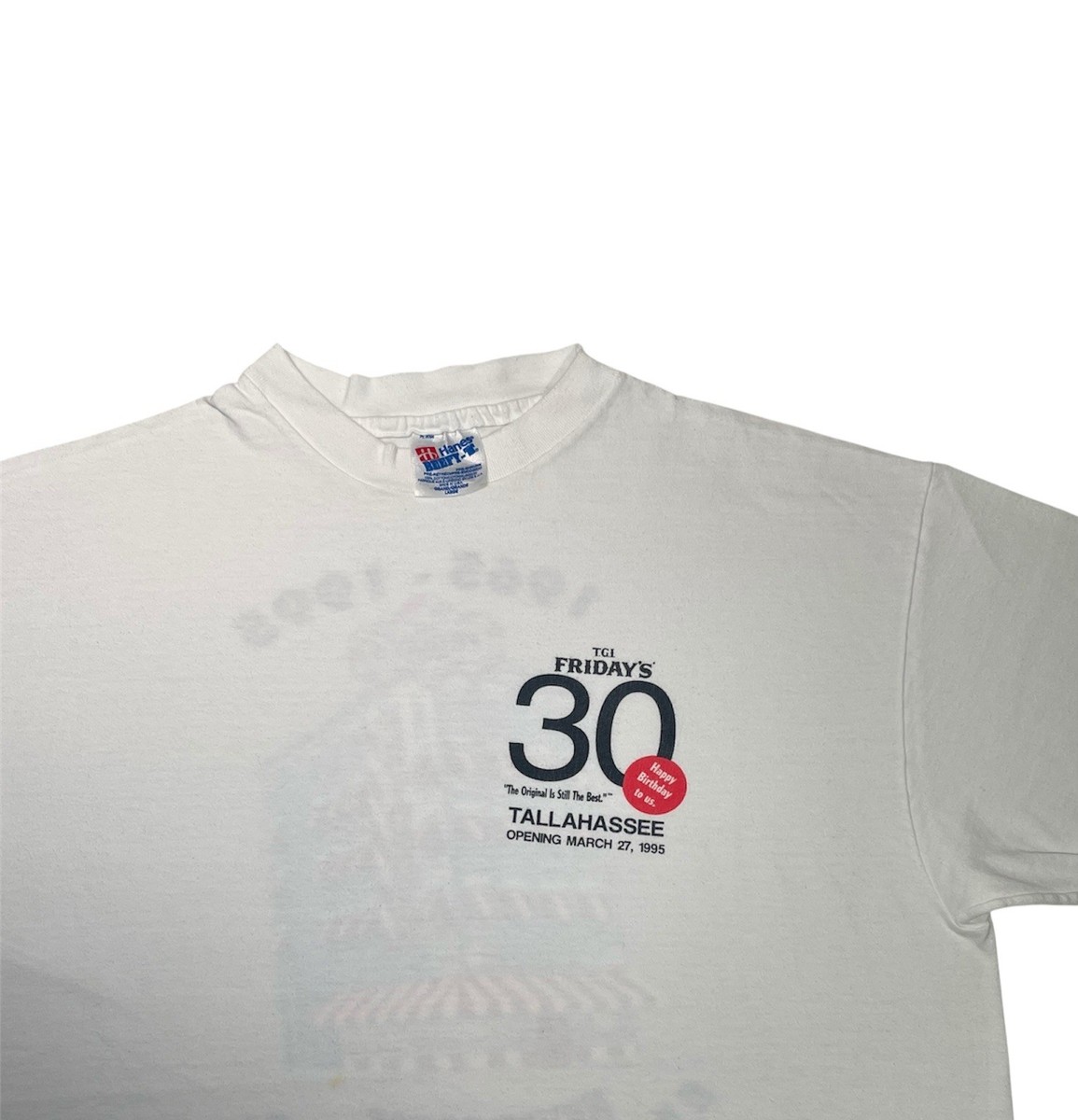 VTG 1995 TGI Fridays 30th Anniversary Tallahassee Hanes T shirt L 22” x 28.5” View 3