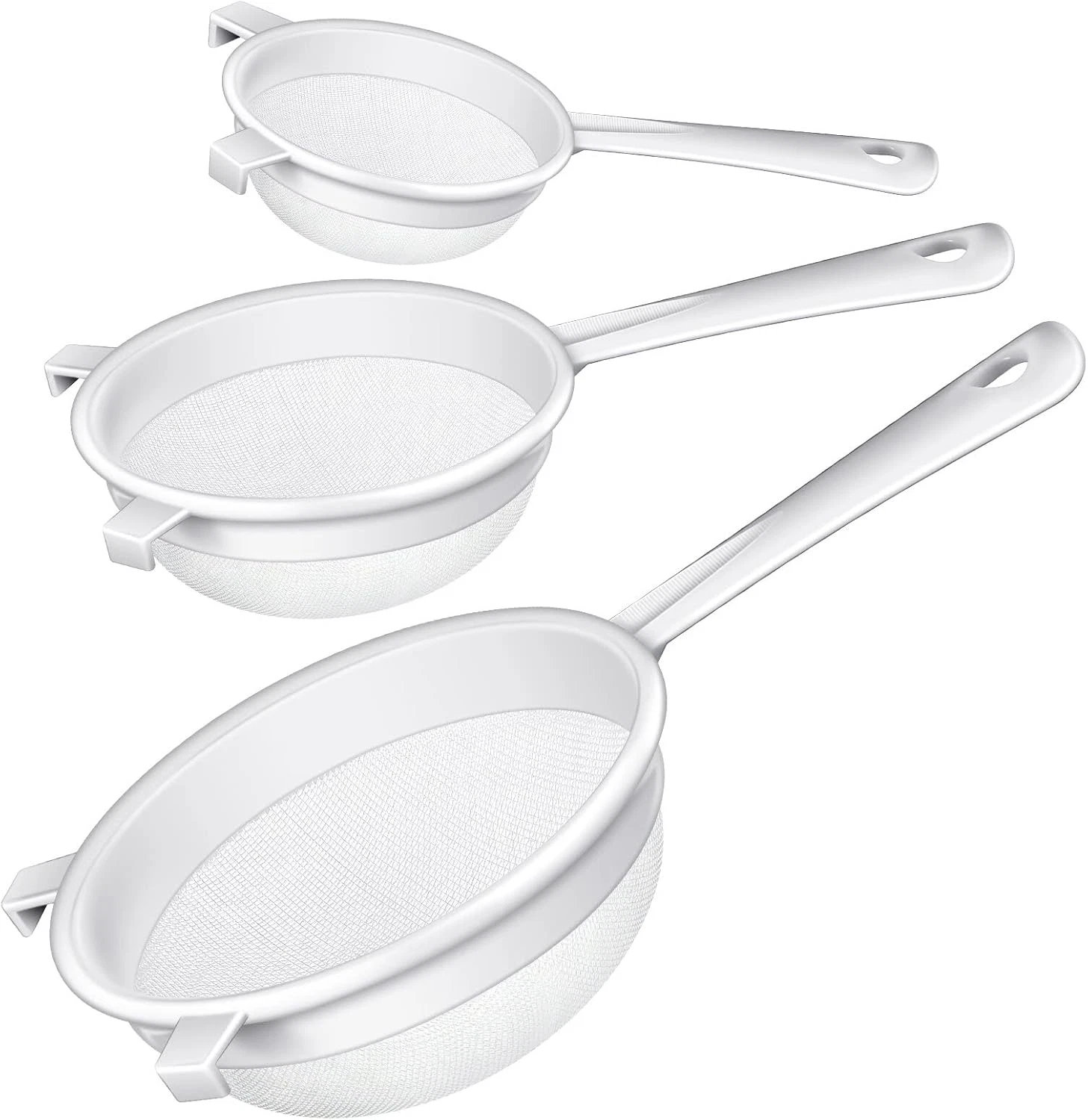 3 Pcs Plastic Nylon Mesh Strainer Colander with Handle Double Ear Fine Food Mesh
Opens in a new wind