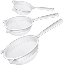 3 Pcs Plastic Nylon Mesh Strainer Colander with Handle Double Ear Fine Food Mesh