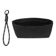 Purse Organizer Insert, Mini Felt Handbag with Strap, Black