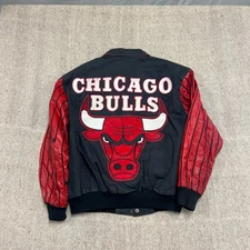 Vintage Chicago Bulls Jacket Mens Large Black 1990s Jeff Hamilton