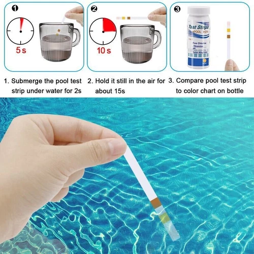 50 Strips 3 In 1 PH Test Strips Rapid Water Testing Kit for Pool Pond Spa UK - Picture 6 of 10
