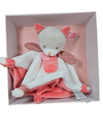 Doudou Et Compagnie Paris Plush Pink Kitty Cat Security Blanket Baby Lovey - NEW