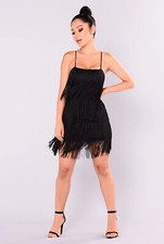 Fashion Nova Black Fringe Flapper Style Dress