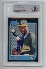 Miguel Tejada Signed Auto 1997 Bowman Rookie Rc Card Beckett Athletics AL MVP