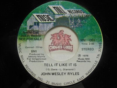 Promo! John Wesley Ryles   Tell It Like It Is / Same, 45 RPM VG (10C)