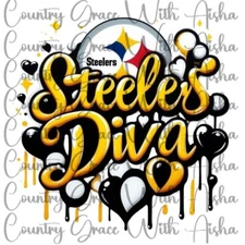 Sublimation Transfer Steelers Diva Football Ready To Press Heat Transfer