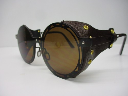 Glacier Sunglasses 2 Pair Lot Round Unisex Brown Black Steampunk Hike Ski New - Picture 2 of 10