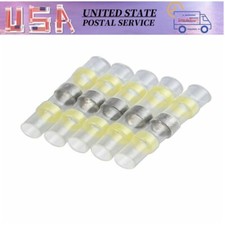 Terminal Yellow Heat Shrink Solder Seal Wire Connectors Waterproof Butt 12-10AWG