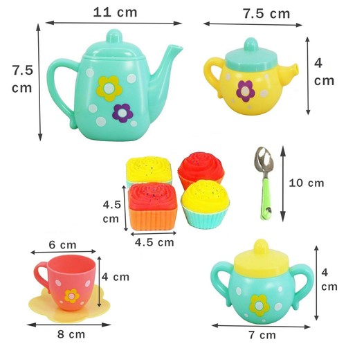 22Pcs Kids Plastic Tea Set Pretend Play Tea Pot Cups Saucers Bowl UK