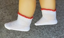 PLEASANT COMPANY American Girl Molly Birthday Party LACE SOCKS RED TRIM Vintage
