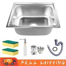 Stainless Steel Single Bowl Square Kitchen Laundry Washing Sink Plumbing Waste