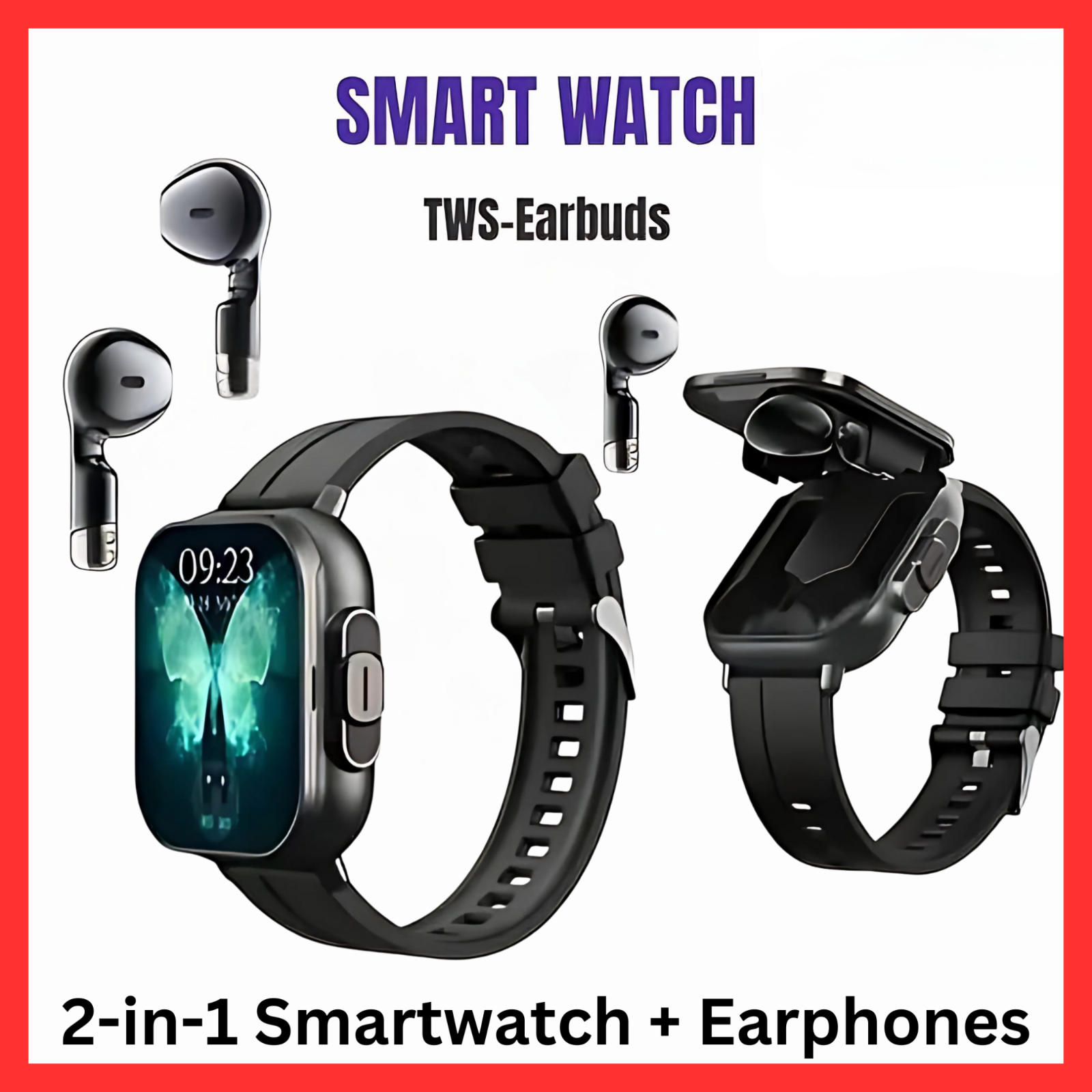 2025 SmartWatch 2 in 1 With Earphones Bluetooth Call Play Music Heart Rate GPS