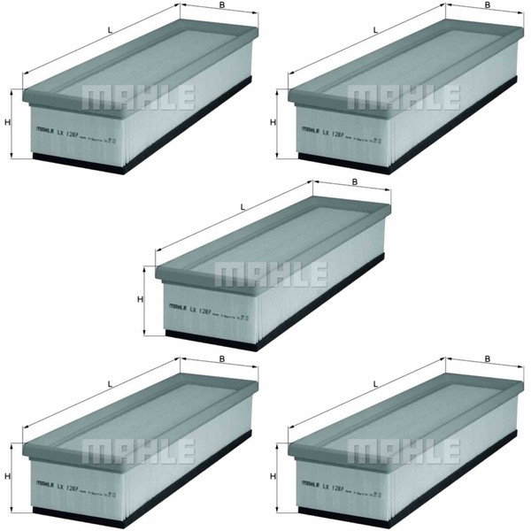 5X Mahle / Knecht Luftfilter LX 1287 Air Filter-image
