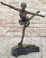 SIGNED ICE SKATER ART DECO BRONZE STATUE FIGURE SCULPTURE ART DECO HOT CAST SALE