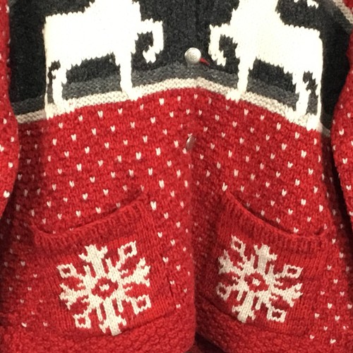 Heavy Vintage Handknit Winter Sweater and Hat Womens M Oversized Red Cardigan, $96.75 - Photo 7