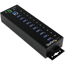 StarTech.com 10-Port USB 3.0 Hub - 5Gbps - Metal Industrial USB-A Hub with E...