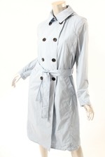 Jane Post Sky Blue Crinkled Trench Coat M $395