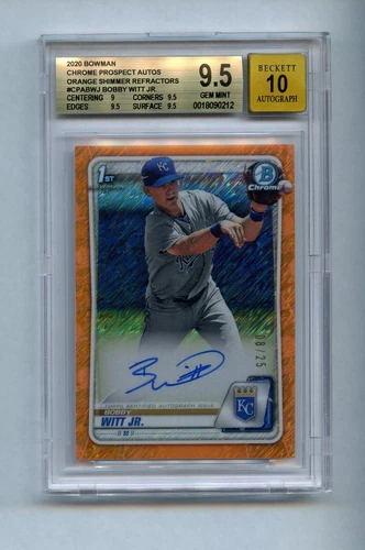 BOBBY WITT JR 2020 Bowman Chrome Rookie Orange Shimmer /25 BGS 9.5 / 10 auto