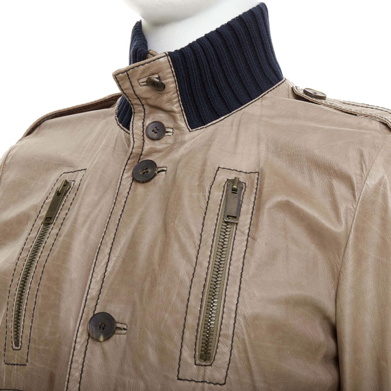 GUCCI Giacca Bomber da Volo Vintage Madonna Marrone Pelle Spalmata IT48 M