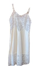 Vintage VANITY FAIR 34, white Full Slip Dress Nylon Sheer Lace Bodice  Trim