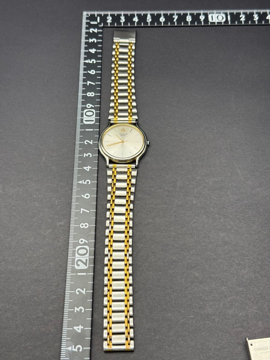 Vintage Seiko Credor 8J81-6A30 Silver Gold Quartz 33mm Watch JAPAN