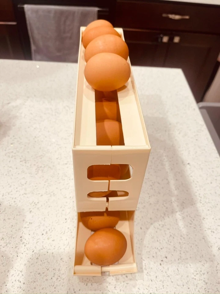 4 Ebenen Roll Down Kühlschrank Eierspender Automatisch Rollen Eier Halter Aufbewahrung Regal - Bild 4 von 4