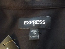 NWT Express Black Button Up Collared Knit Shirt Size Men's Size XL 17-17.5