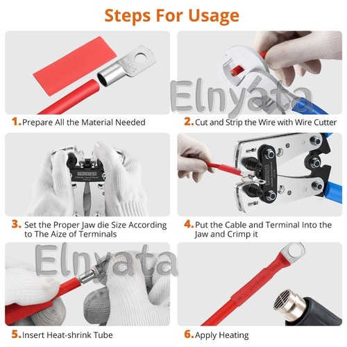 Crimpatrice pinza cavo 6-50 mm² spina filo crimpatrice batteria terminale connettore kit - Foto 5 di 14