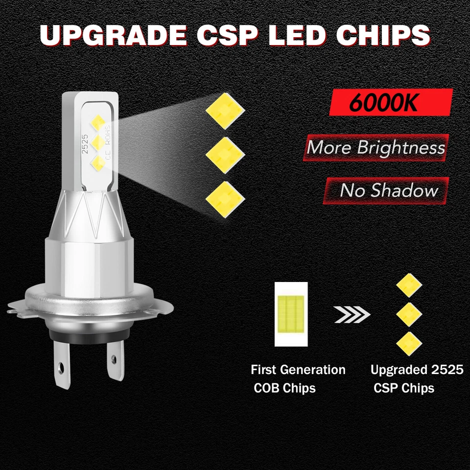 H11 LED Super Bright Headlight Bulb 6000K 12V 40W For Toyota Corolla 2009-2016 - Imagem 2 de 4