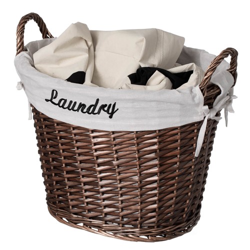 NEW Wickerwise Handwoven Laundry Basket with Liner & Handles - Picture 11 of 12