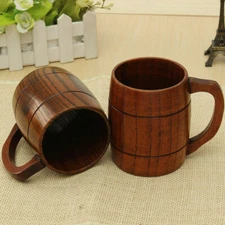 Tea Wood Cup Classic Wooden Beer Wine Cap Mug Drinkware Milk Coffe Home Camping
