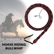 8 Foot Leather Stock Bullwhip  16-Strand Handmade Wood Handle Bull whip