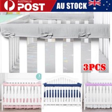 3Pcs Baby Cot Rail Cover Crib Teething Pad Guard Padded Soft Bumper Protector AU