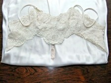 Vtg BOUDOIR Cream Negligee Nightie LACE Satin Tassel Sz L Made USA by Delicates