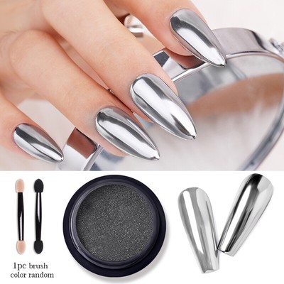 Shiny Silver Mirror Effect Nail Art Powder Chrome Pigment Dust Decor BORN PRETTY