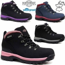 Ladies Womens Leather Walking Hiking Waterproof Ankle Boots Trainers Shoes Size