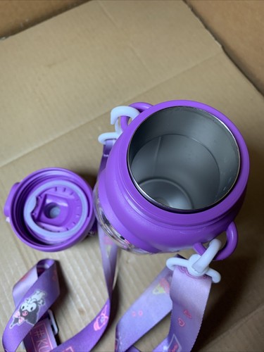 2023 Kuromi Kawaii Sanrio Thermos Travel Bottle Tumbler w/ STRAP 460ml S. Steel - Picture 16 of 24