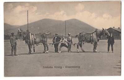 Fridolin, Iron King Strength Sports in Circus, Circus Athlete Male w. Horses ~ 1920 