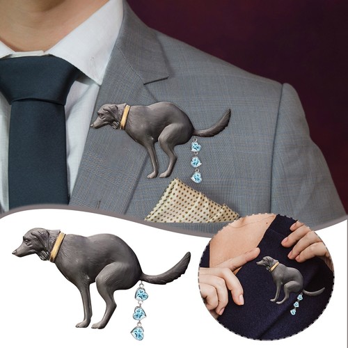 Parodie Design Hund Metall Brosche Herzform Intarsien Pullover Pin lustig und süß - Bild 2 von 8