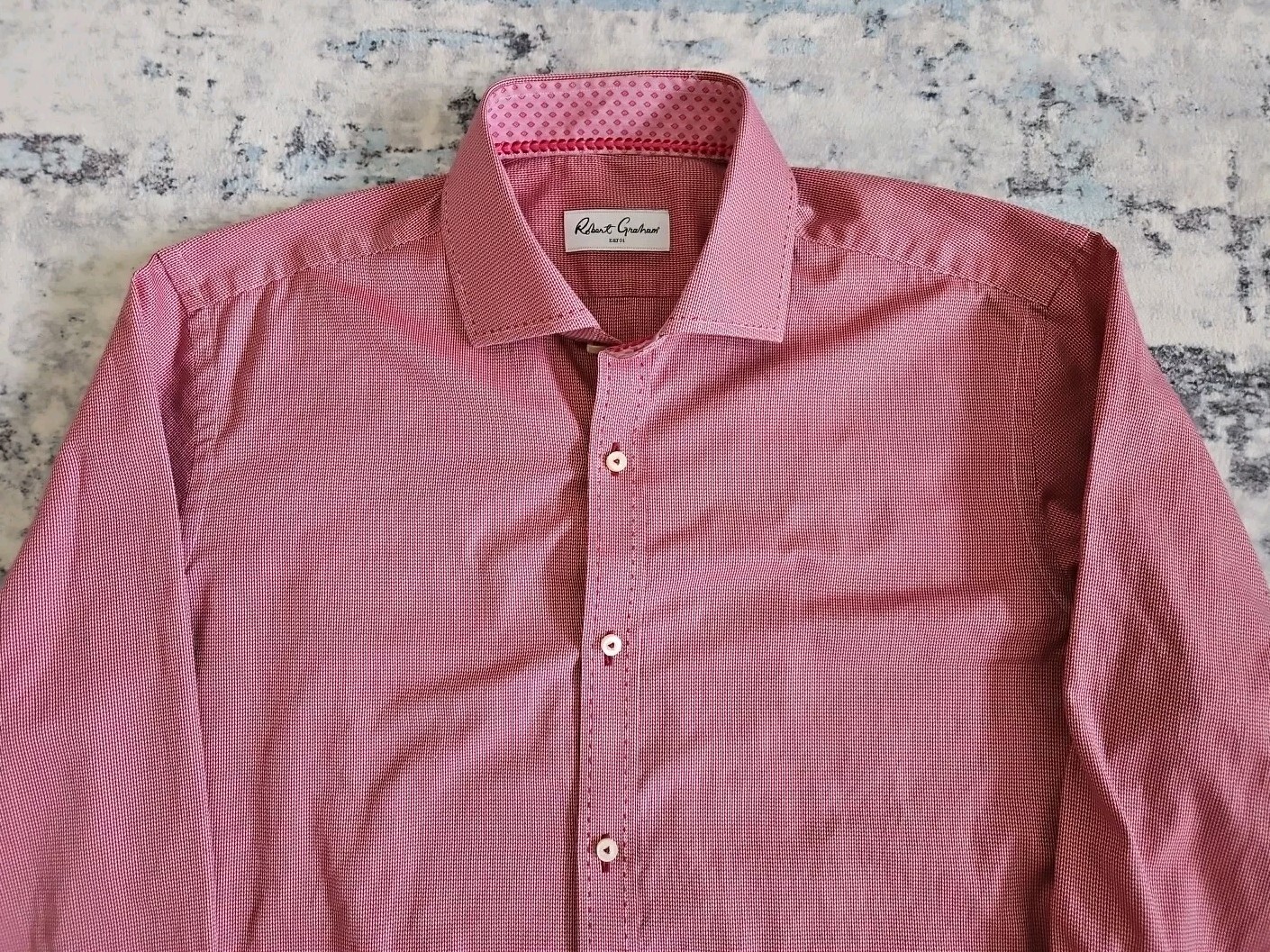 ROBERT GRAHAM MEN Red Geometric Pattern BUTTON Co… - image 2