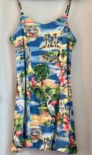 Vintage Paradise Found Tropical Sundress Large Florida Novelty Print Skater Mini