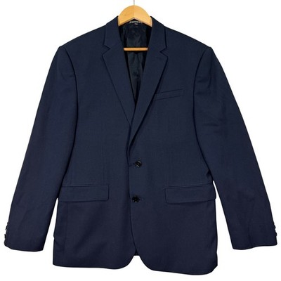 NEW Express Mens 42R Modern Fit Producer Navy Blue Wool Blend Suit Jacket Blazer