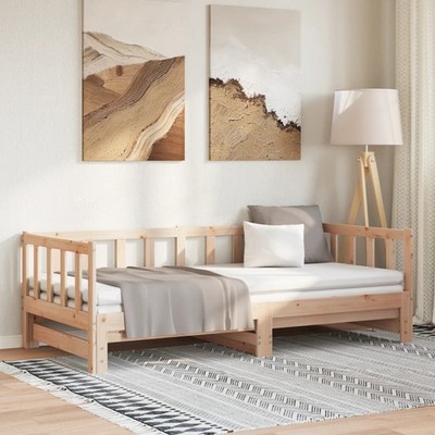 Tagesbett Ausziehbar Schlafsofa Bett Sofa Gästebett Massivholz Kiefer vidaXL