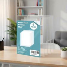 Plexiglass Sheets Acrylic Sheets 6 Pack of 8.5x11 0.04 Thick Clear Plastic ...