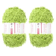 2pcs Fur Yarn Polyester Yarn Fluffy Chunky Yarn Light Green for Crocheting,50m