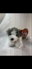 Ty Beanie Baby Fetch Dog Gray White 2009 MWMT 8" Plush Soft Toy