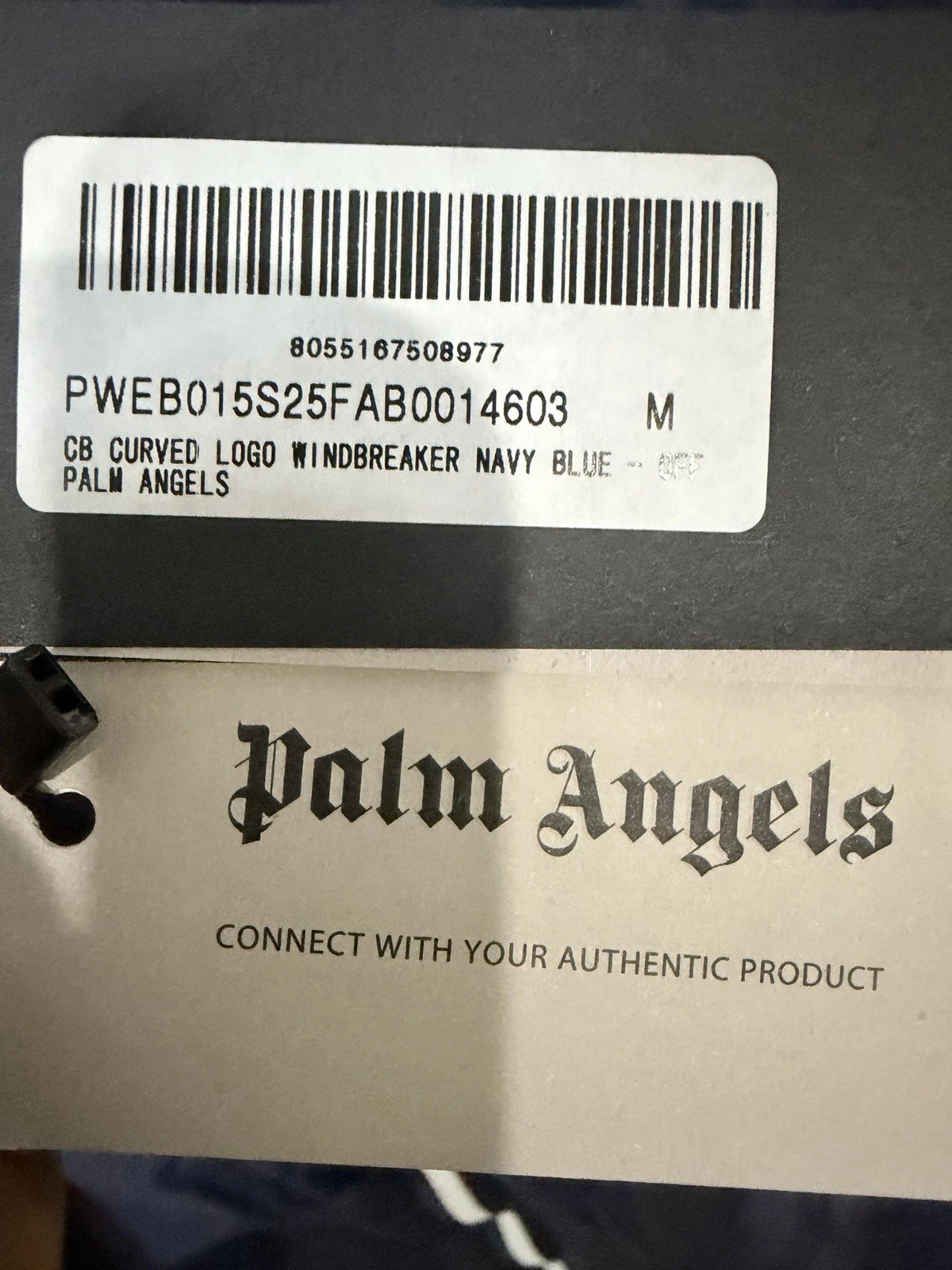 Palm Angels MED Curved Logo Windbreaker Jacket Navy Blue NWT π₯ $1181 - product detail image 9