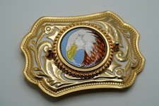 American Eagle Gold Tone Belt Buckle 3.75 x 2.75 inches OS1