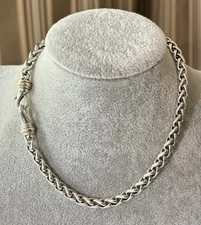 David Yurman 925 & 14k Gold 6mm Wheat Chain Necklace/Choker 14.5" 